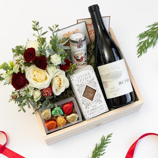 Holiday Wine + Flowers Gift Box