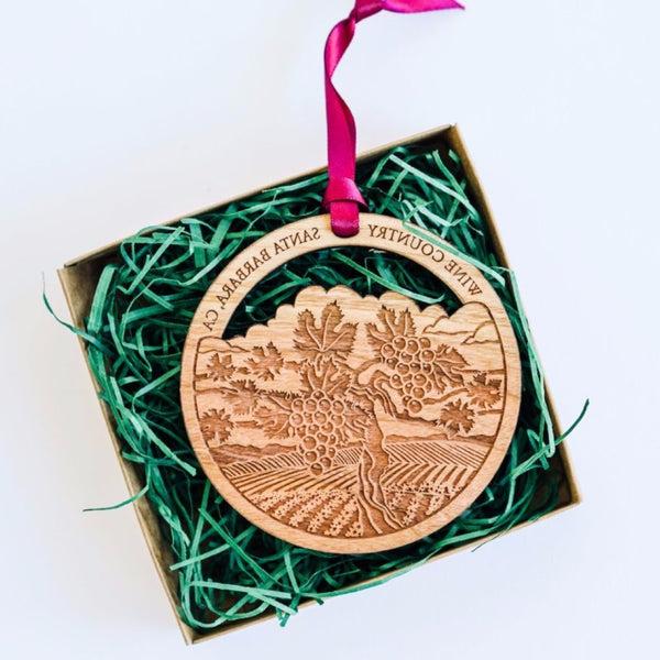 Wine Country Santa Barbara Wood Ornament